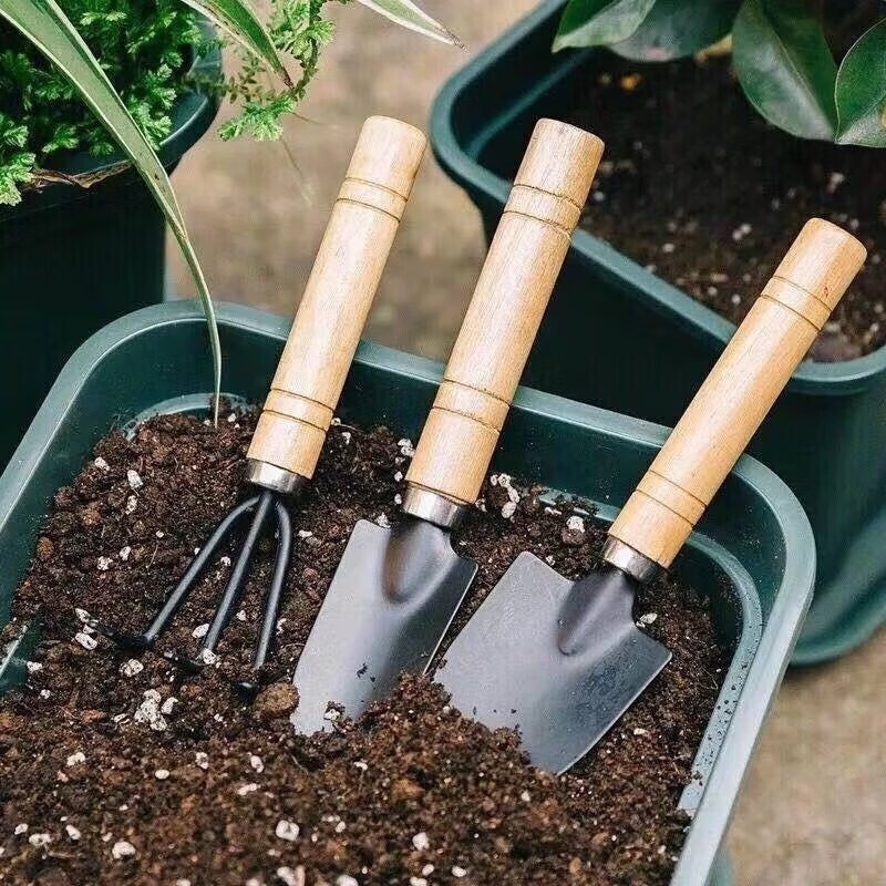 园艺小铲子种花养花园艺工具种植套装迷你三件套家用铁铲 大号三件套