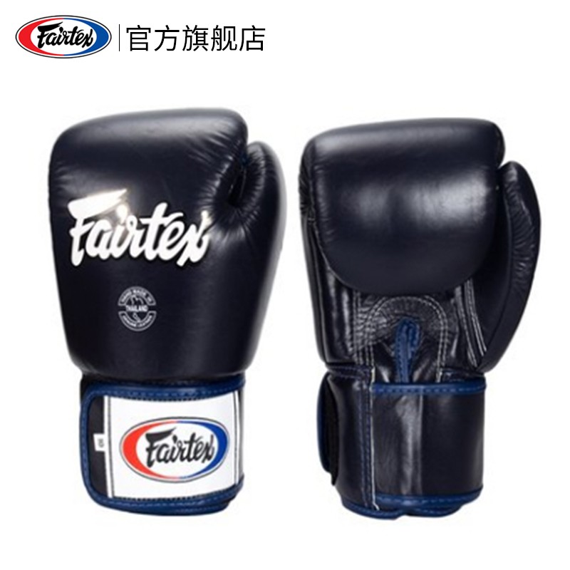 Fairtex拳击手套泰国菲尔泰斯BGV1纯色经典拳套初学者男女菲泰搏击成人儿童打沙袋训练泰拳 深蓝色 12OZ