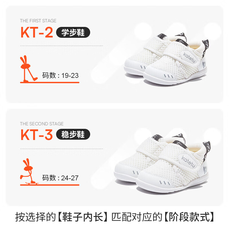 卡特兔学步鞋婴儿1-3岁透气网面童鞋春季机能鞋幼儿园宝宝室内鞋X2AE003 白色 24 内长14.5cm 脚长13.6-14.2