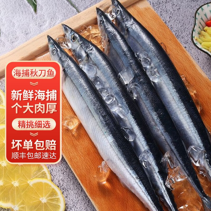 罗菲迪新深海秋刀鱼鲜活速冻刀鱼海鲜烧烤食材海鱼水产 一斤秋刀鱼
