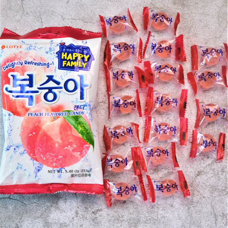 乐天 (lotte)韩国进口乐天水蜜桃味糖果153g水果味糖喜糖办公室休闲
