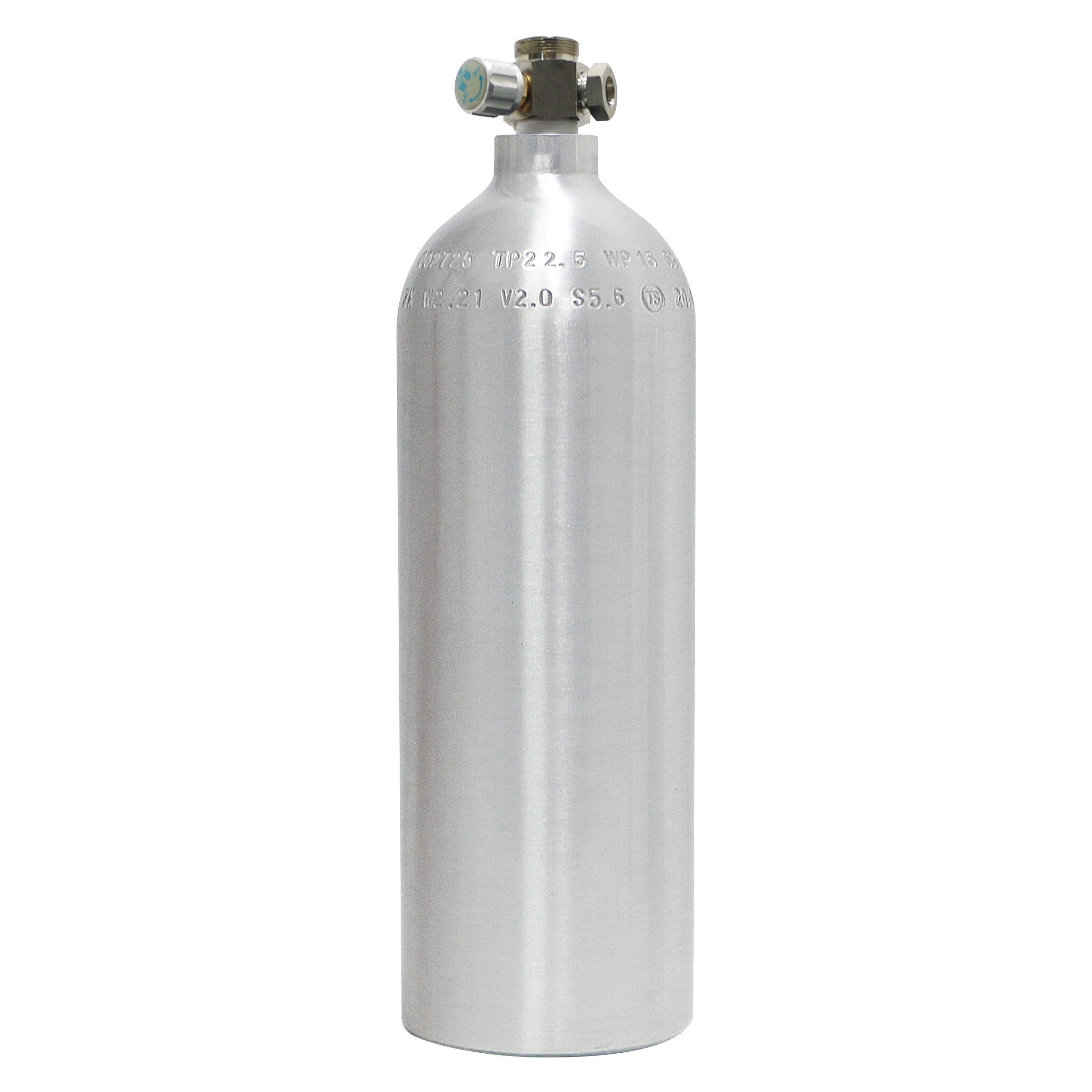 氧气罐钢瓶1l2l4l升铝合金小气瓶水草co2铝瓶二氧化碳高压消音器 2l铝