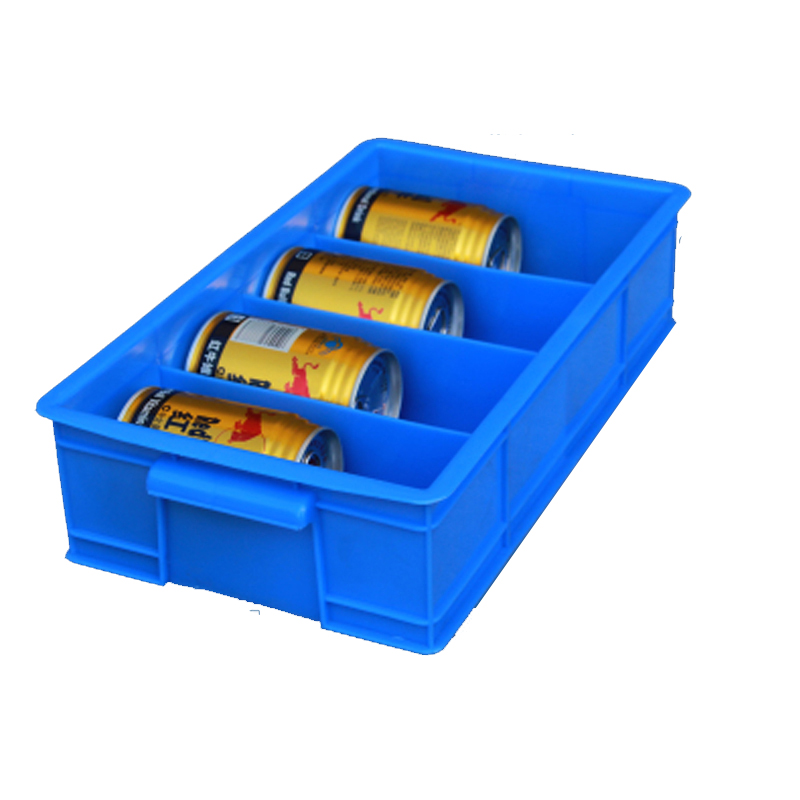 谋福 9573长方形塑料盒周转箱零件盒分格箱多格箱螺丝盒分类盒收纳盒分隔箱（小4格 蓝色 350*200*85）