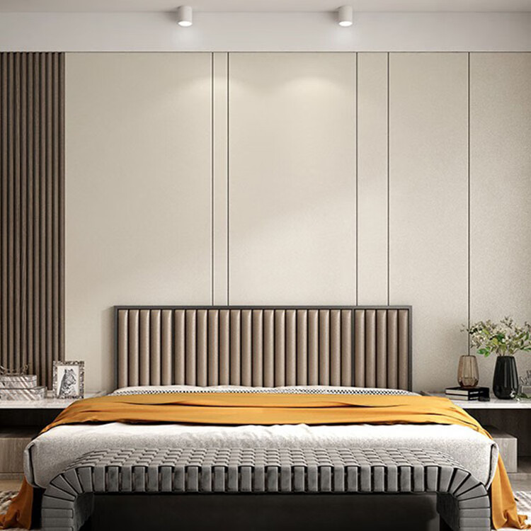 梦茜儿硬包背景墙客厅沙发轻奢护墙板电视背景墙主卧床头金属条装饰软