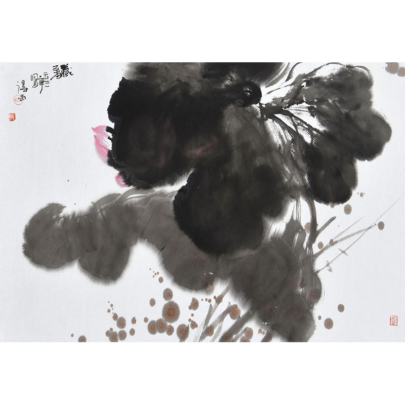 手绘水墨画国画原稿收藏原创孤品得雨荷新中式客厅餐厅卧室走廊玄关