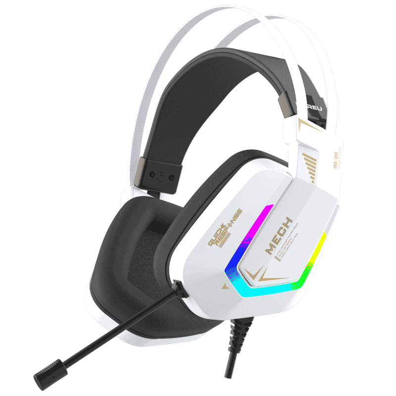 Dareu 达尔优 EH732游戏电竞电脑头戴式有线耳机线控耳麦单USB接口7.1声道冰感耳罩吃鸡耳机-金魄白