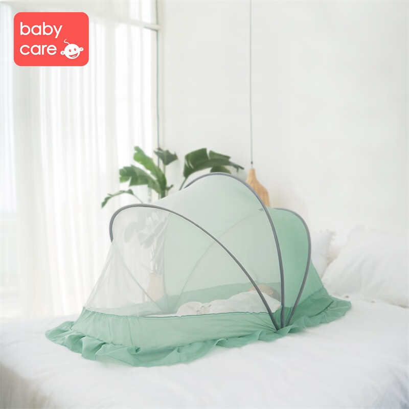 babycare婴儿蚊帐罩 可折叠全罩式宝宝蚊帐 通用婴儿床蚊帐儿童防蚊蒙古包118*63cm 5795云雾绿
