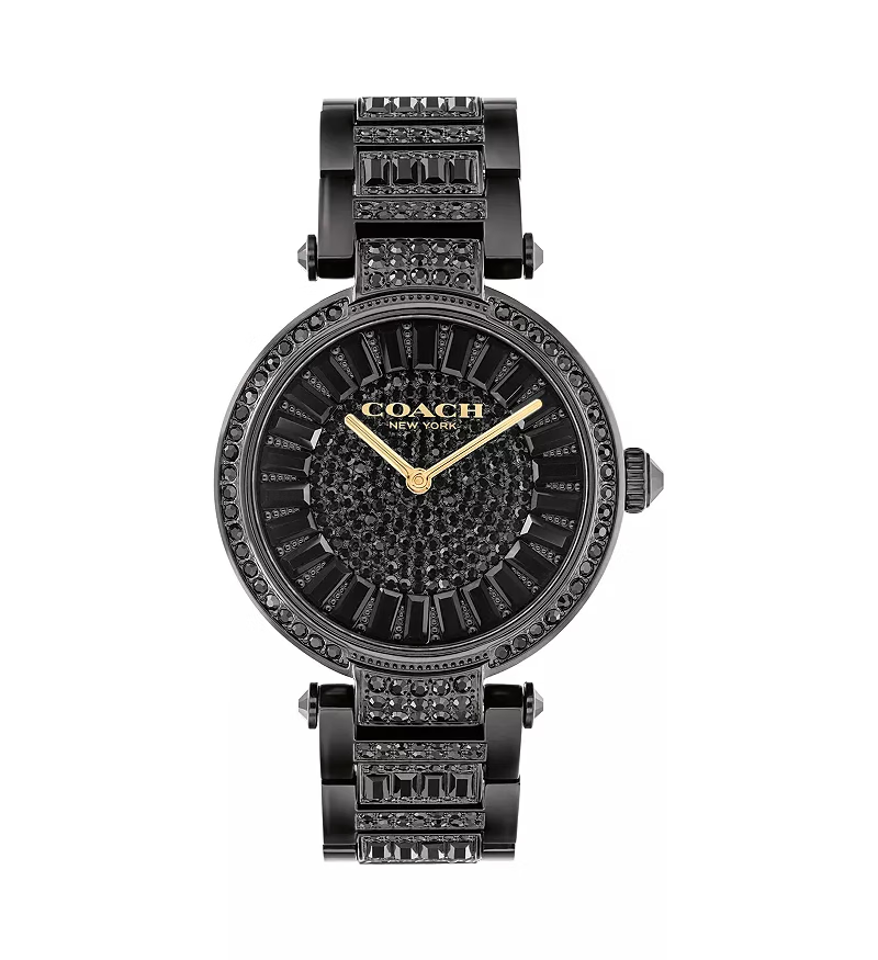 蔻驰(coach)时尚女表 2024新款黑色不锈钢满天星满钻设计圆盘商务防水