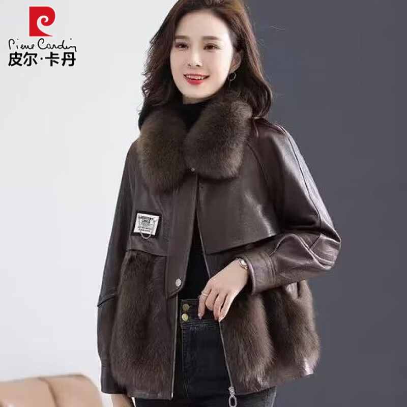 皮尔卡丹皮草羽绒服外套女年轻款新款真皮皮衣短款真狐狸毛皮毛一体小个子 巧克力色 L怎么样,好用不?