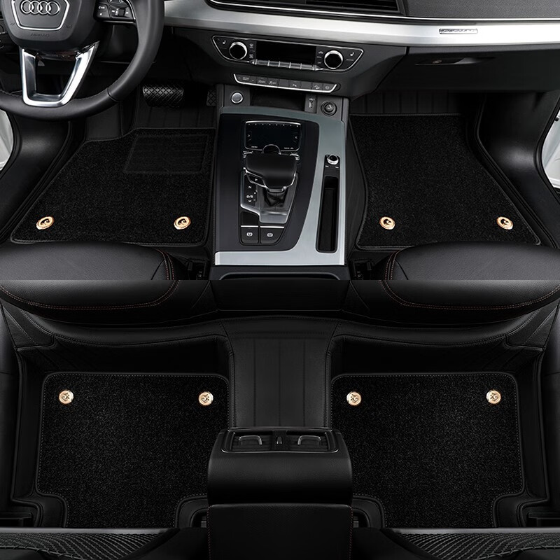 沃丹真皮汽车脚垫适用于26款奥迪A6L A4L A8L A5A7L Q3 Q5L Q7 Q8 Q6L 经典黑（环保皮双层脚垫） 奥迪A7L