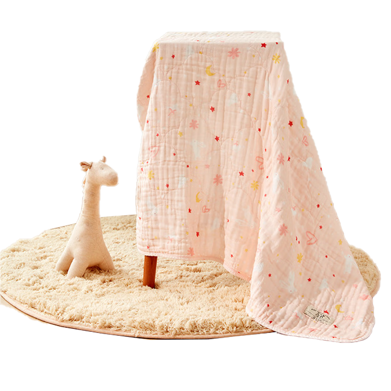 全棉时代 婴儿浴巾 新生儿童6层水洗纱布浴巾 男女纯棉小兔星星115*115cm