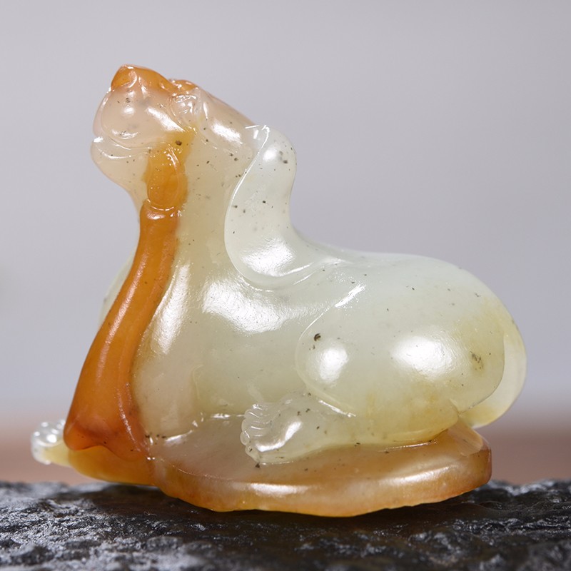 西域 新疆玉雕大师 和田玉旺财挂件 生肖狗玉石来财小摆件 27克 孤品