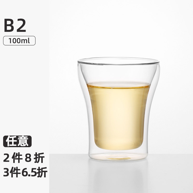 邦田耐热玻璃小茶杯家用单个功夫茶具加厚品茗杯个人杯 b2-100ml