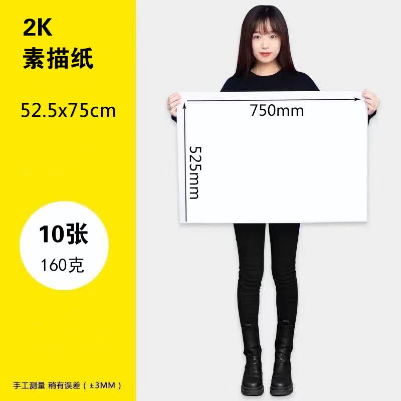 宸学文具2024开纸纸加厚1k2k学生画画2开画半开对开纸大张 2k素描纸