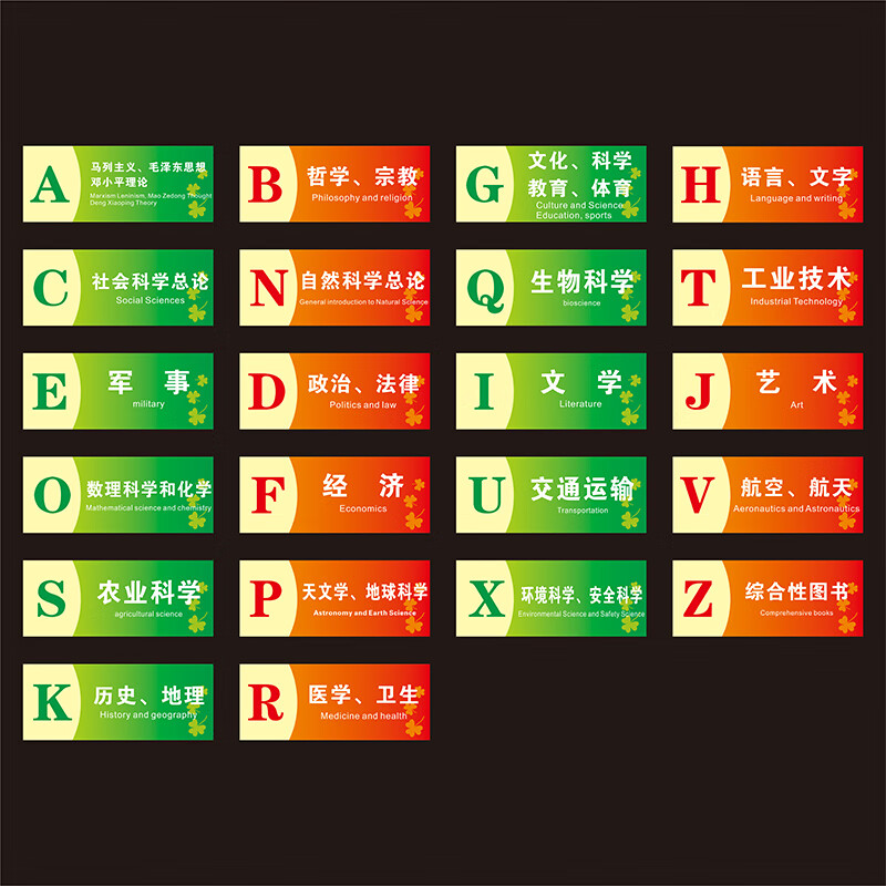图书馆分类标识牌亚克力学校书架读书室书籍标签贴类目提示南越意 绿