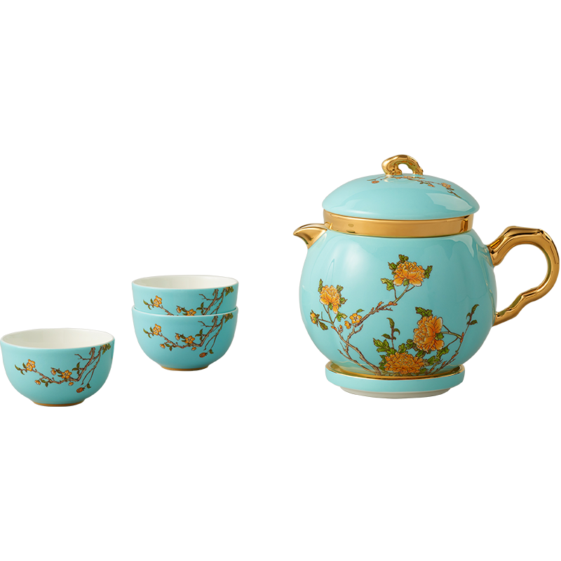 永豐源（auratic）夫人瓷西湖藍(lán) 6頭/7頭旅行茶具套裝 茶具便攜式隨身泡茶 防震包裝 旅行茶具 7頭