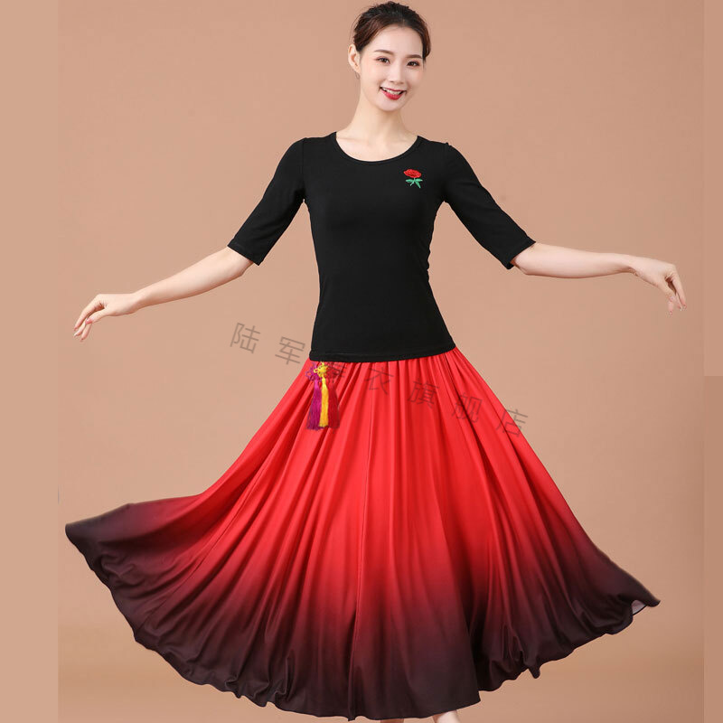 陆军武广场舞服装裙子新款套装女跳舞衣服莫代尔舞蹈服春夏套裙表演服