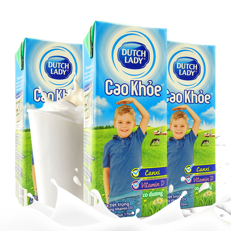越南原装进口子母奶 原味牛奶 草莓味巧克力味 170ML 纯牧纯牛奶 盒装 营养饮料乳制品 170ML子母奶原味4支(1排)