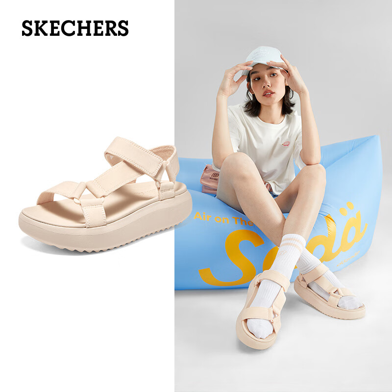 斯凯奇春夏季女子时尚休闲轻便厚底凉鞋113746 肉色/nude 37