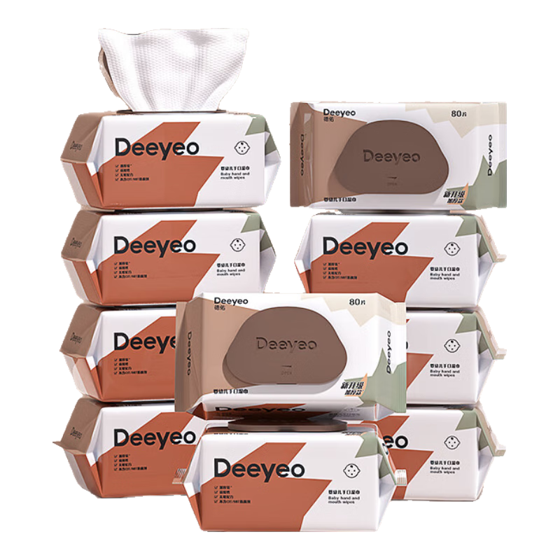 德佑 婴儿手口湿巾加厚尊享版新生儿湿纸巾擦脸80抽10包新老包装发货