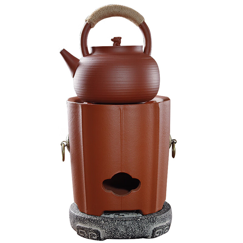 棉小城户外煮茶炉红泥砂铫煮水壶玉书煨纯手工明火烧水壶炭炉围炉煮茶器 单炉【升级版电炭两用-状元炉】