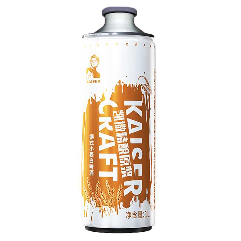 凯撒啤酒集团监制精酿原浆德式小麦白啤酒1L*6罐装小麦整箱礼盒 德式小麦白啤 1L 6罐