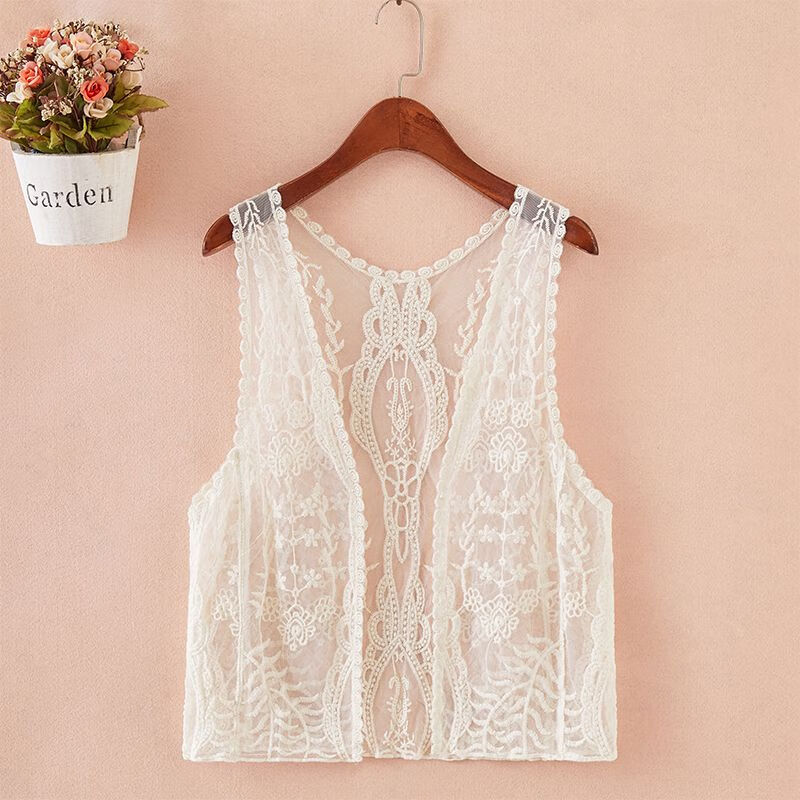 yzyo夏天穿的蕾丝短小马甲女士薄款雷丝夏季马甲女外穿网纱法式小坎肩