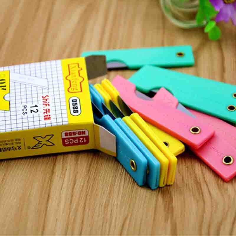 削铅笔小刀塑料柄折叠小刀削笔刀儿童小刀手工小刀办公文具 1盒装