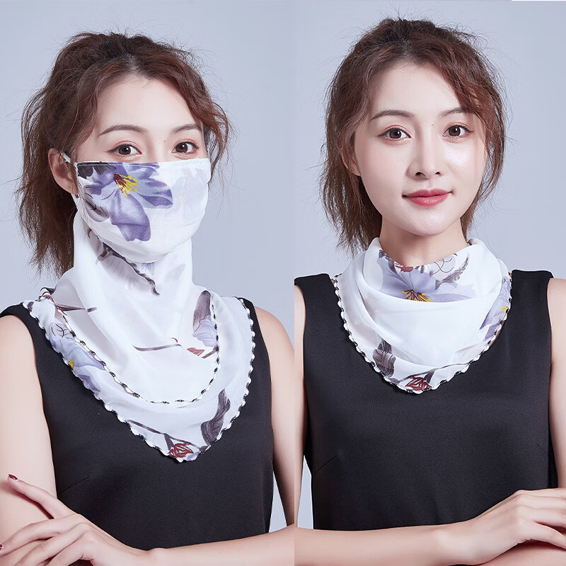 常为者防晒面罩遮脸透气户外面纱全脸护颈挂耳口罩夏季薄款女丝巾春