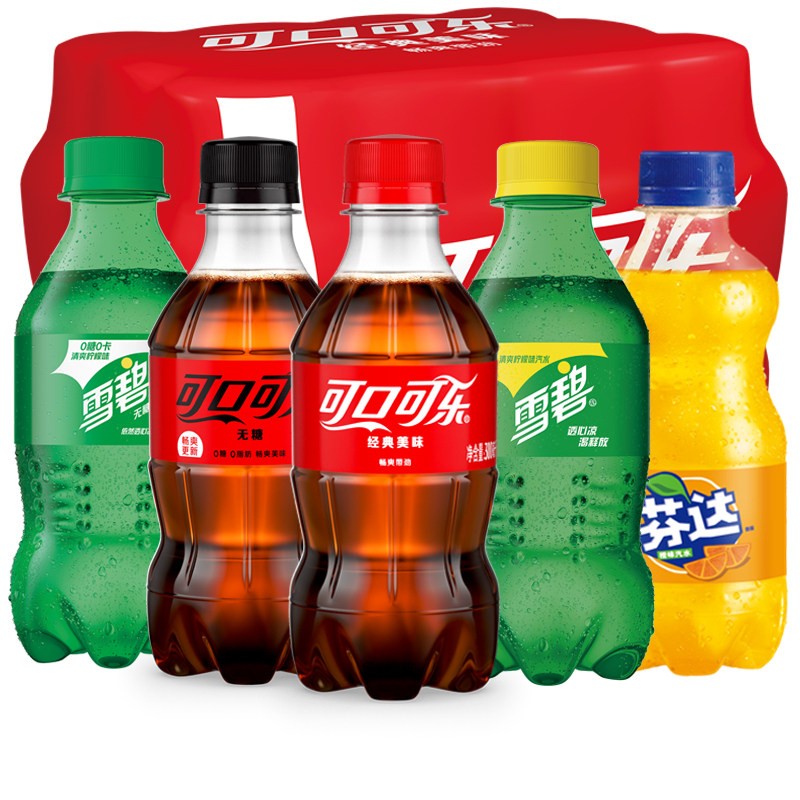 可口可乐雪碧芬达橙味组合整箱300ml*12瓶24瓶装迷你碳酸饮料汽水 300