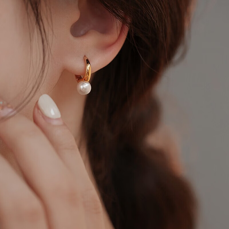 向晚 优雅珍珠耳环小众设计感轻奢精致洋气高级感耳饰 珍珠耳扣 