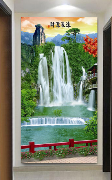 abdt山水画景纸画墙画壁画客厅家居装饰画墙贴画装饰画山水仙鹤年画