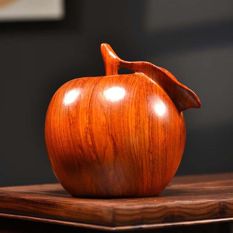 花梨木雕苹果摆件实木雕刻平安果家居客厅电视柜装饰乔迁工艺礼品