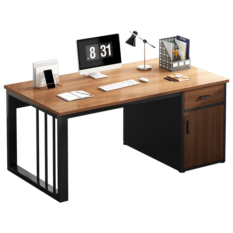 米昊 办公桌员工工位简约现代桌椅组合办公室电脑桌双人位简易职员桌子 【单人位】巴伦橡木色120*60*75CM