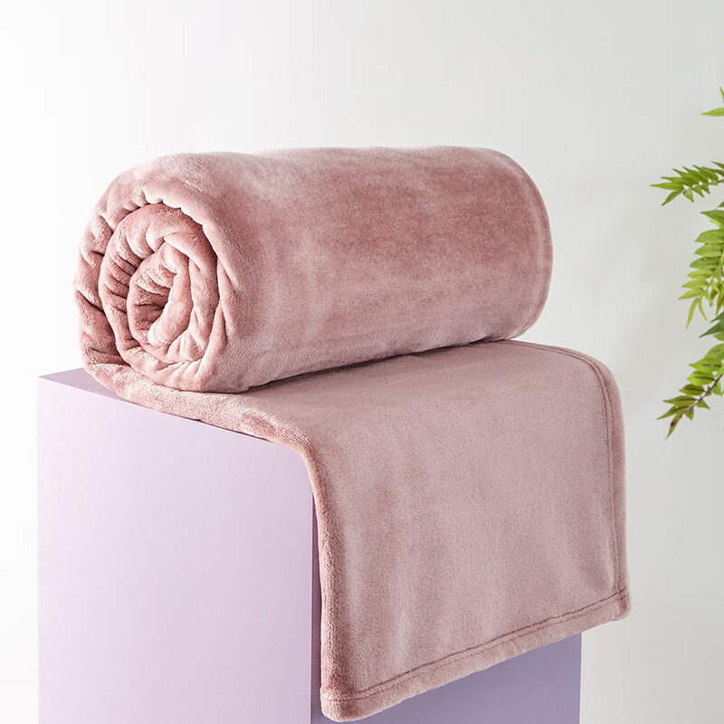 罗莱家纺 毛毯加厚毯子冬天午睡空调毯可机洗 吸湿发热科技绒毯 粉色 180*200cm