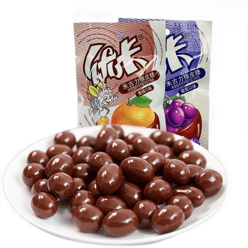 优卡朱古力橡皮糖巧克力小时候的好吃的散装儿童软糖果小零食批发 朱古力橡皮糖30包(整袋)