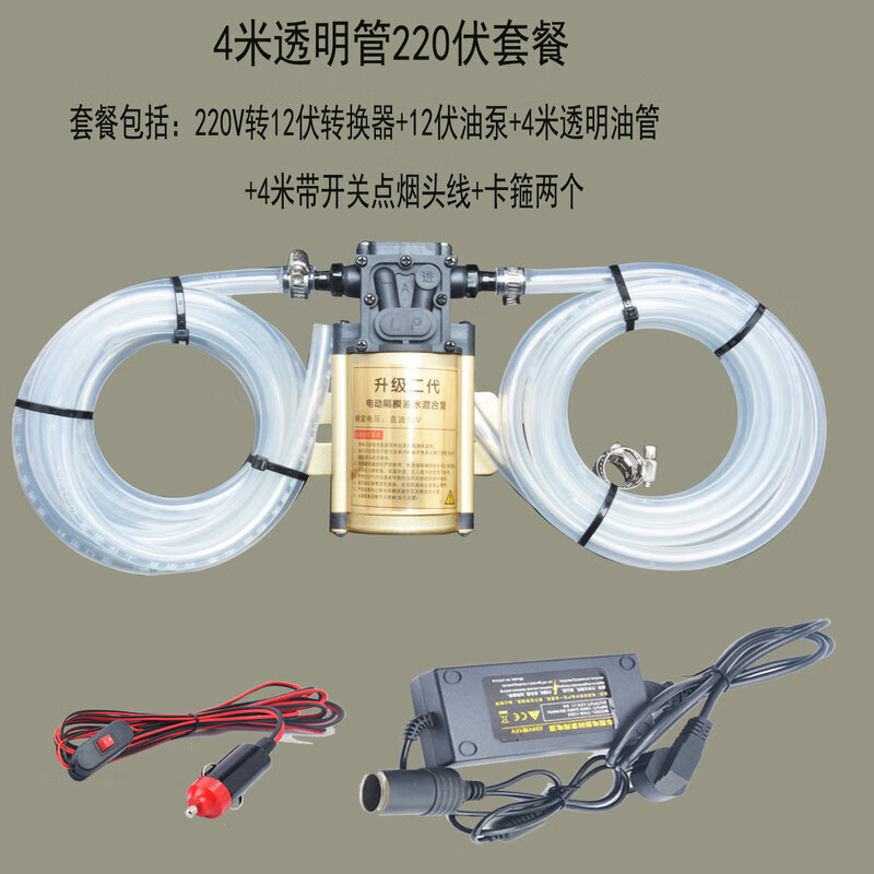 雷焕汽车油箱电动抽油泵抽油神器抽油泵汽油柴油自吸泵 12伏金色油泵