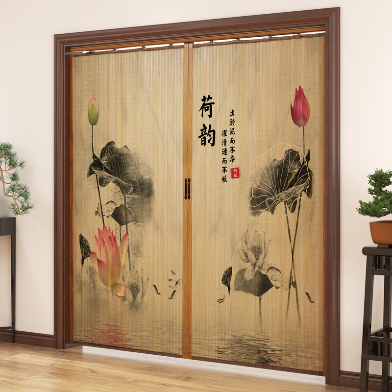 睿爸农村大门竹门帘 竹帘推拉门隔断拉帘客厅屏风窗帘用 竹推拉门图