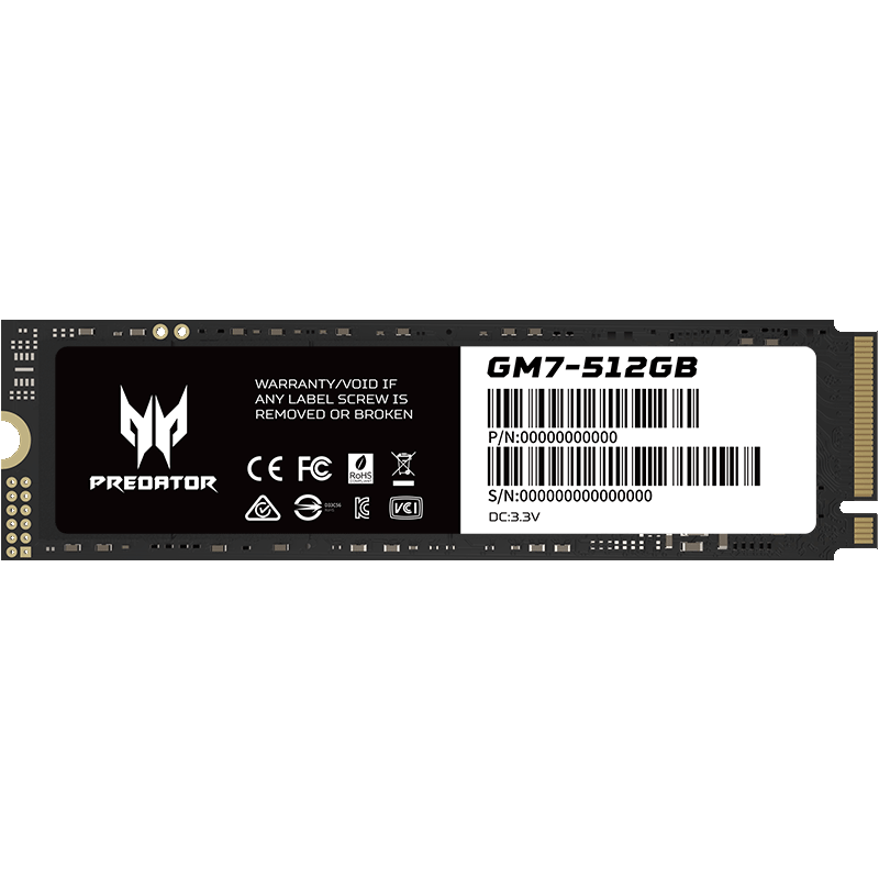 곞Ӷ512G SSD̬Ӳ M.2ӿ GM7ϵNVMe PCIe 4.07200MB/s337.31Ԫ