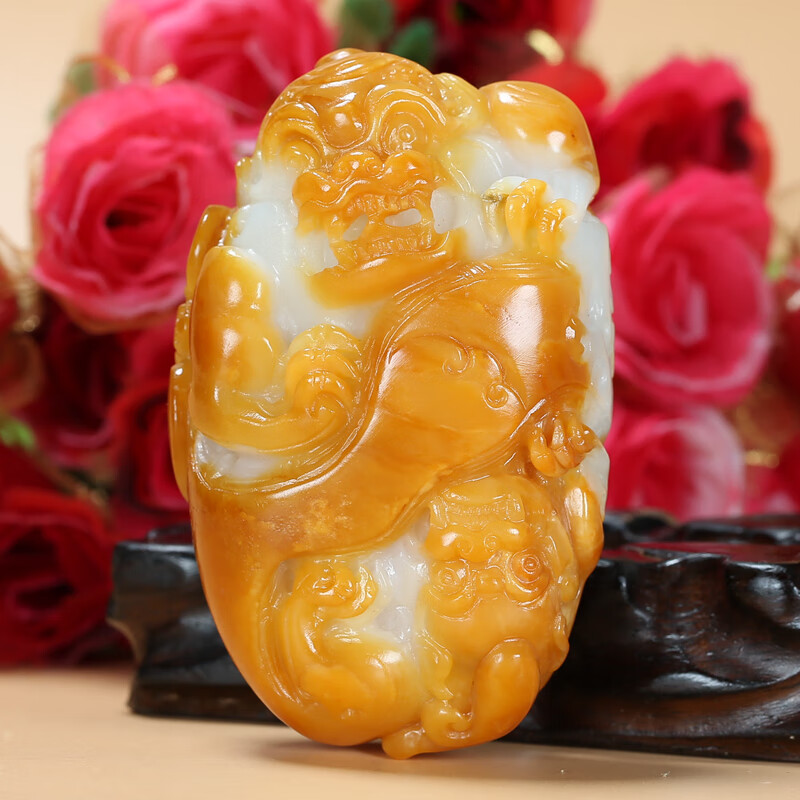 【珠宝严选】苏州玉雕大师万子涵作品 和田玉黄沁貔貅手把件男士玉石