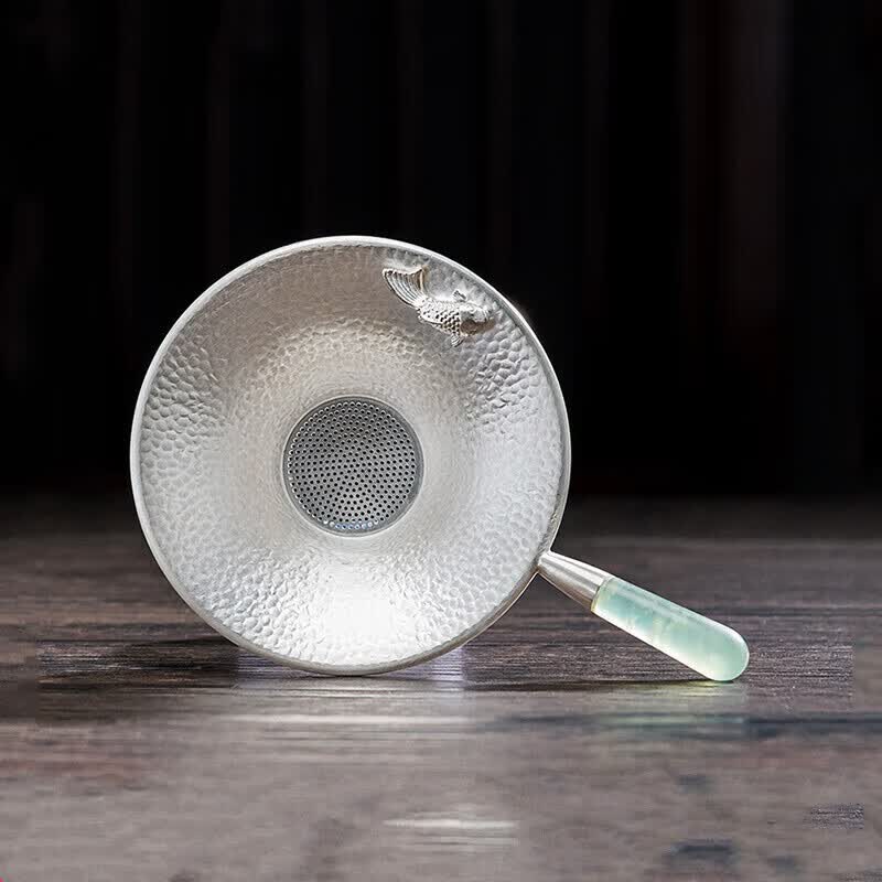 Sonwibumn高端玉柄银茶漏银茶滤纯银功夫茶具配件纯手工茶过滤网茶漏茶道配怎么看?