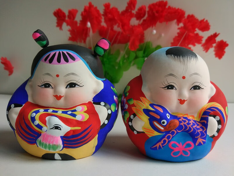 霜魄无锡惠山泥人无锡特产惠山泥人阿福龙凤呈祥手工艺送结婚老外同学