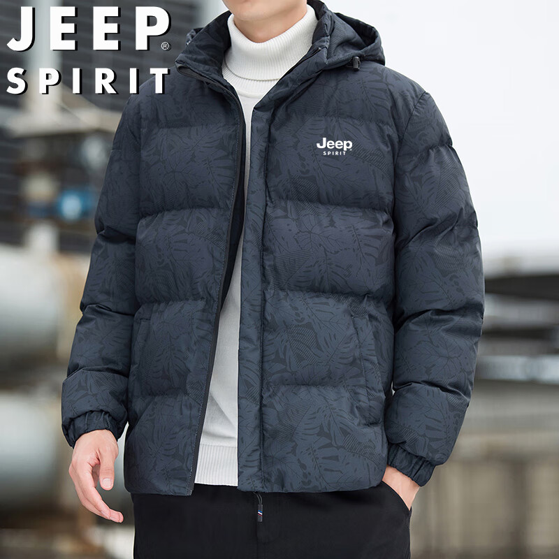 JEEP SPIRIT吉普棉服男秋冬棉衣外套加厚面包服宽松运动情侣棉袄子 黑色 2XL 