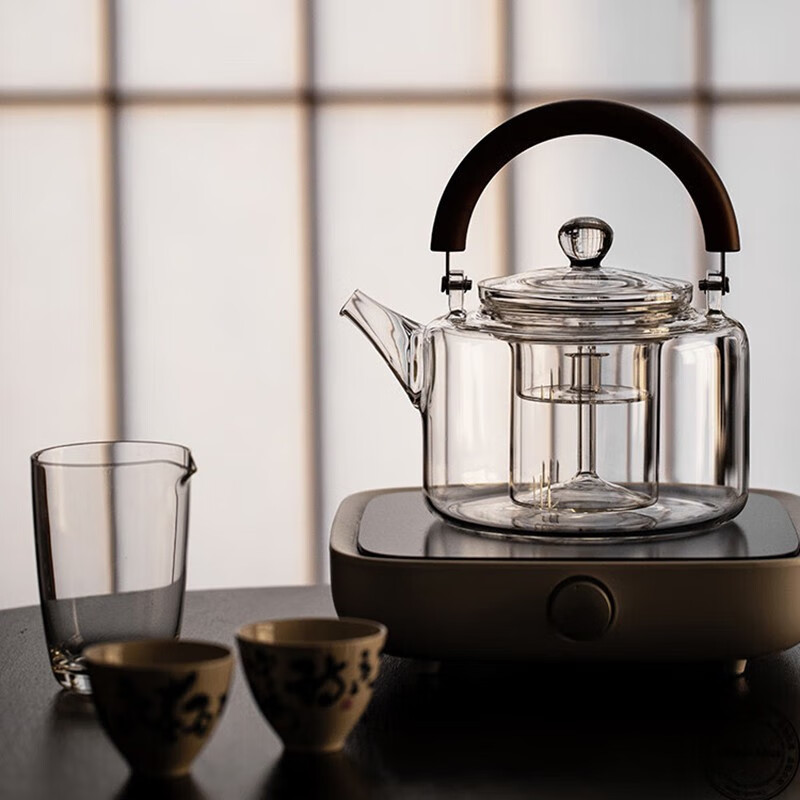 塔驰密司（touchmiss）日式玻璃煮茶壶煮茶器茶水分离蒸煮一体茶壶防烫家用电陶炉烧水壶 星空提梁壶_度给电陶炉