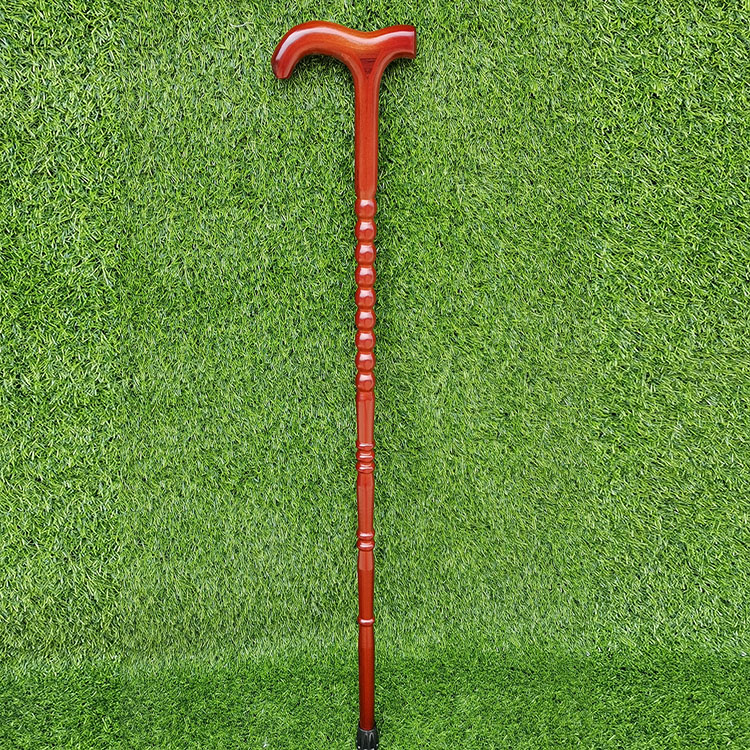 复古实木一体结实超长老人柺杖手杖轻便防滑拐棍 一体大把手红拐杖