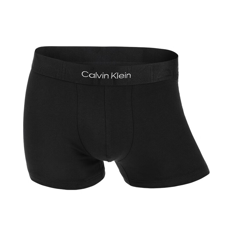 calvin kleinck男装内裤 品牌logo舒适透气男士平角内裤礼物 黑色 s