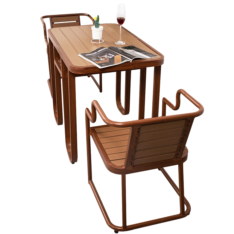 梵派(FAPOLITE)阳台小桌椅庭院花园茶几三件套防水防晒现代休闲轻奢室外塑木桌椅 尼亚加拉