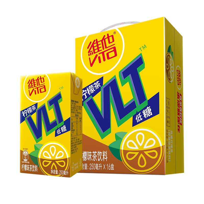 维他奶维他低糖柠檬味茶饮料250ml*16盒 家庭聚会 分享装