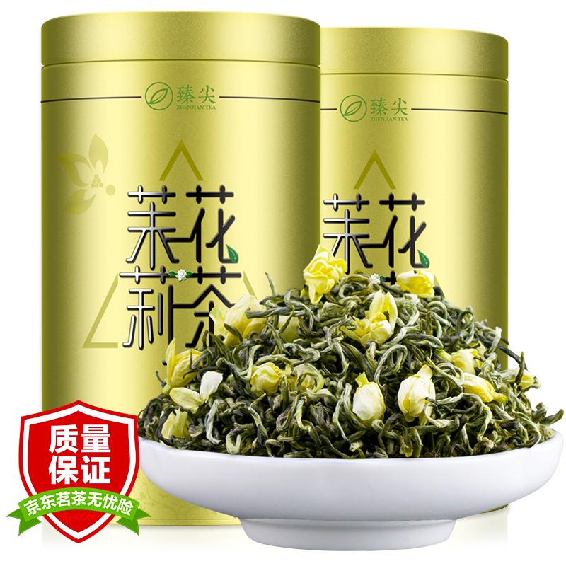 臻尖（Zhenjian） 茉莉飘雪花茶特级浓香型2024新茶茉莉花茶叶罐装送礼250g 罐装125g2罐