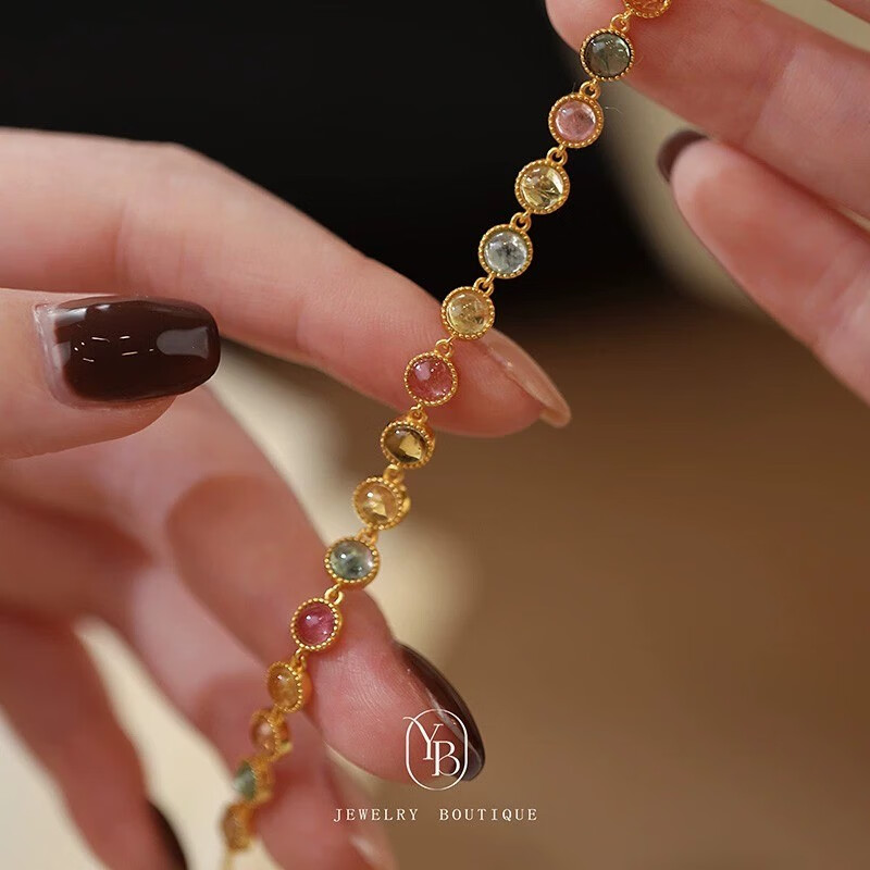 QUAMER金店款水晶手链2024年新款国风复古手串女小众设 碧玺手链 +精美礼盒